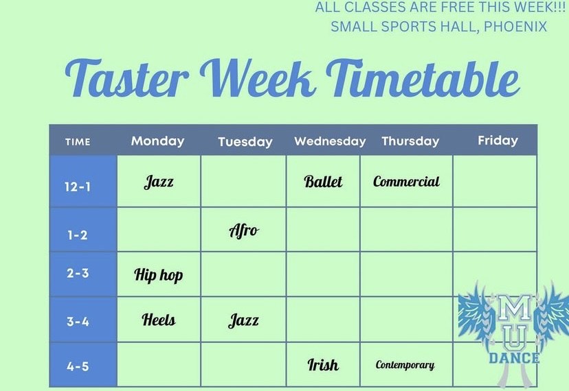 Taster Week Timetable